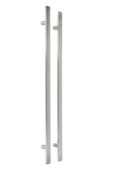 Square Pull Handle Set Polished Chrome Tone